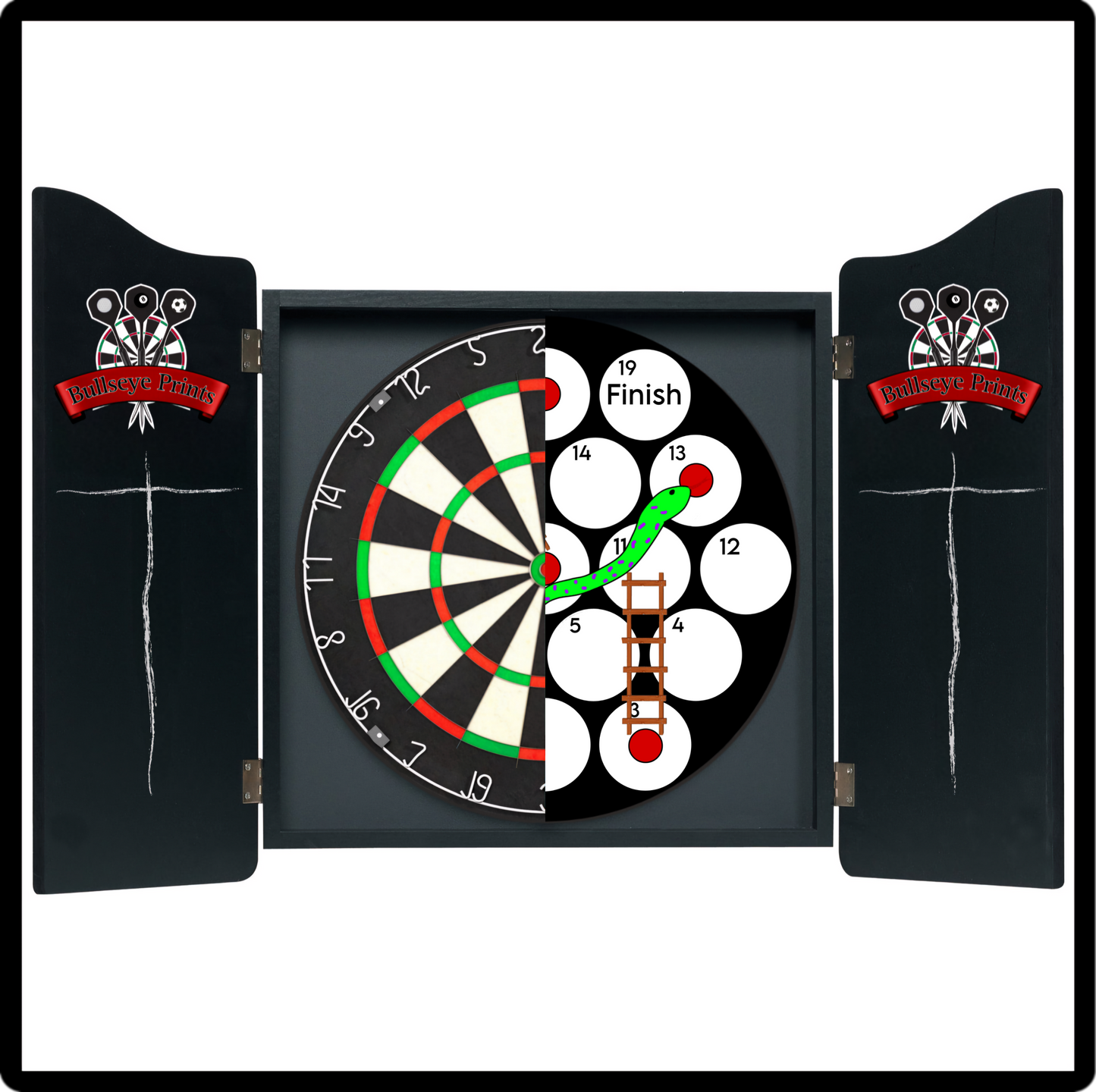 DART-SNAKES&LADDERS Dartboard Card Overlay - 6 Snakes and ladders Prints Included