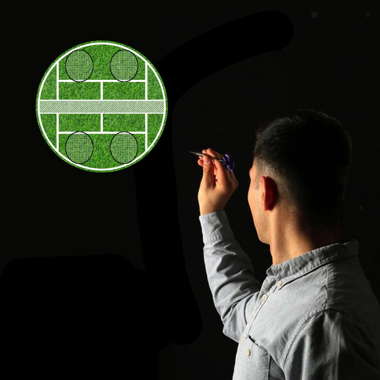 DART-TENNIS Dartboard Card Overlay - 6 Tennis Prints Included