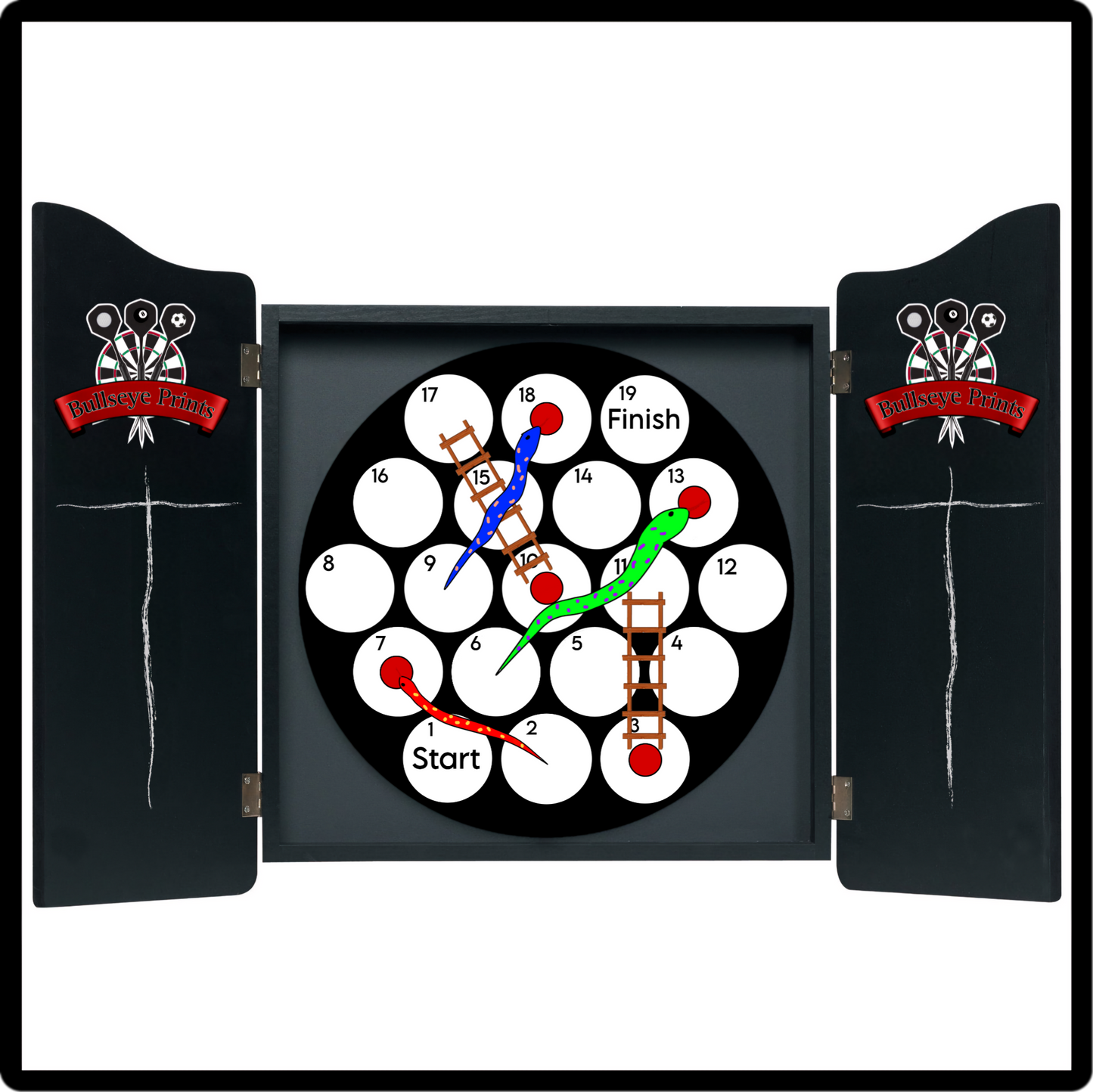 DART-SNAKES&LADDERS Dartboard Card Overlay - 6 Snakes and ladders Prints Included