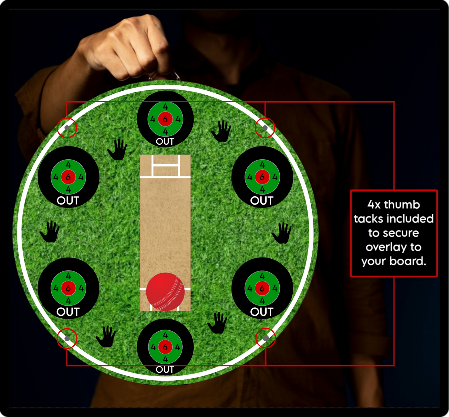 DART-CRICKET Dartboard Card Overlay - 6 Cricket Prints Included