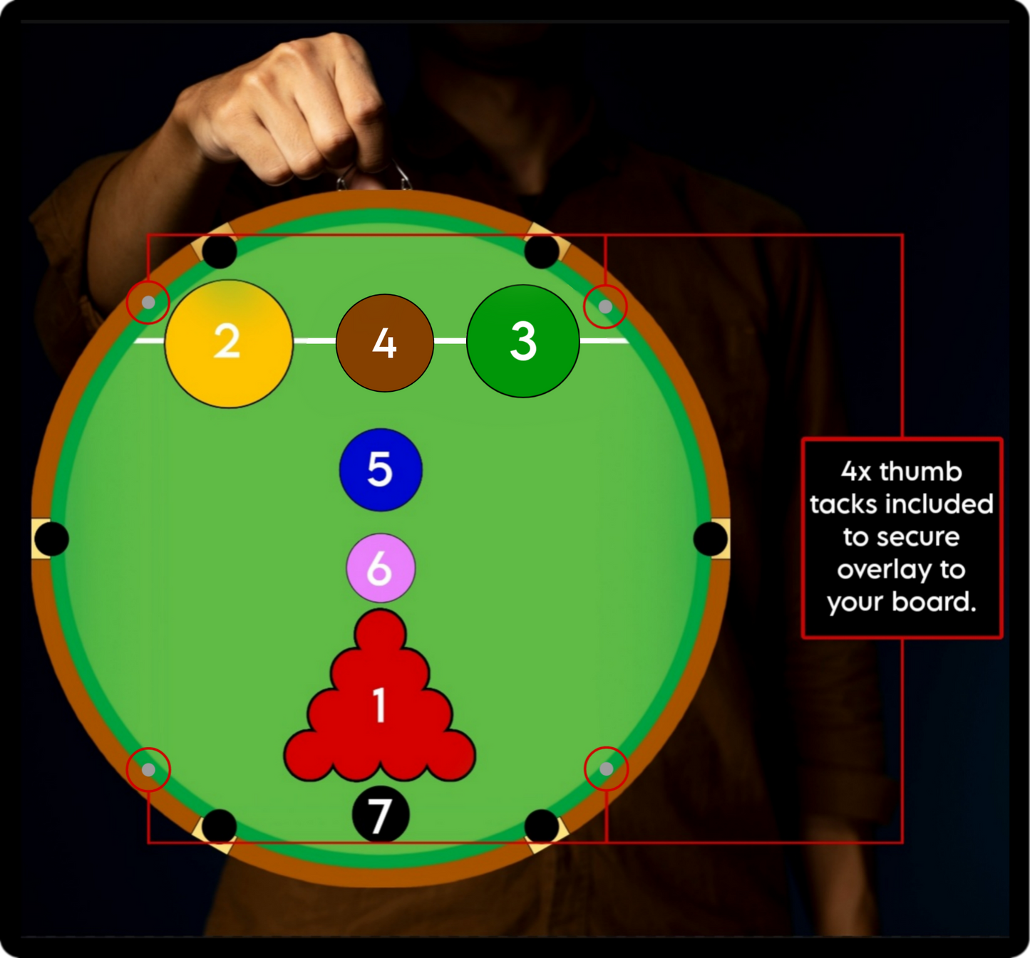 DART-SNOOKER Dartboard Card Overlay - 6 Snooker Prints Included