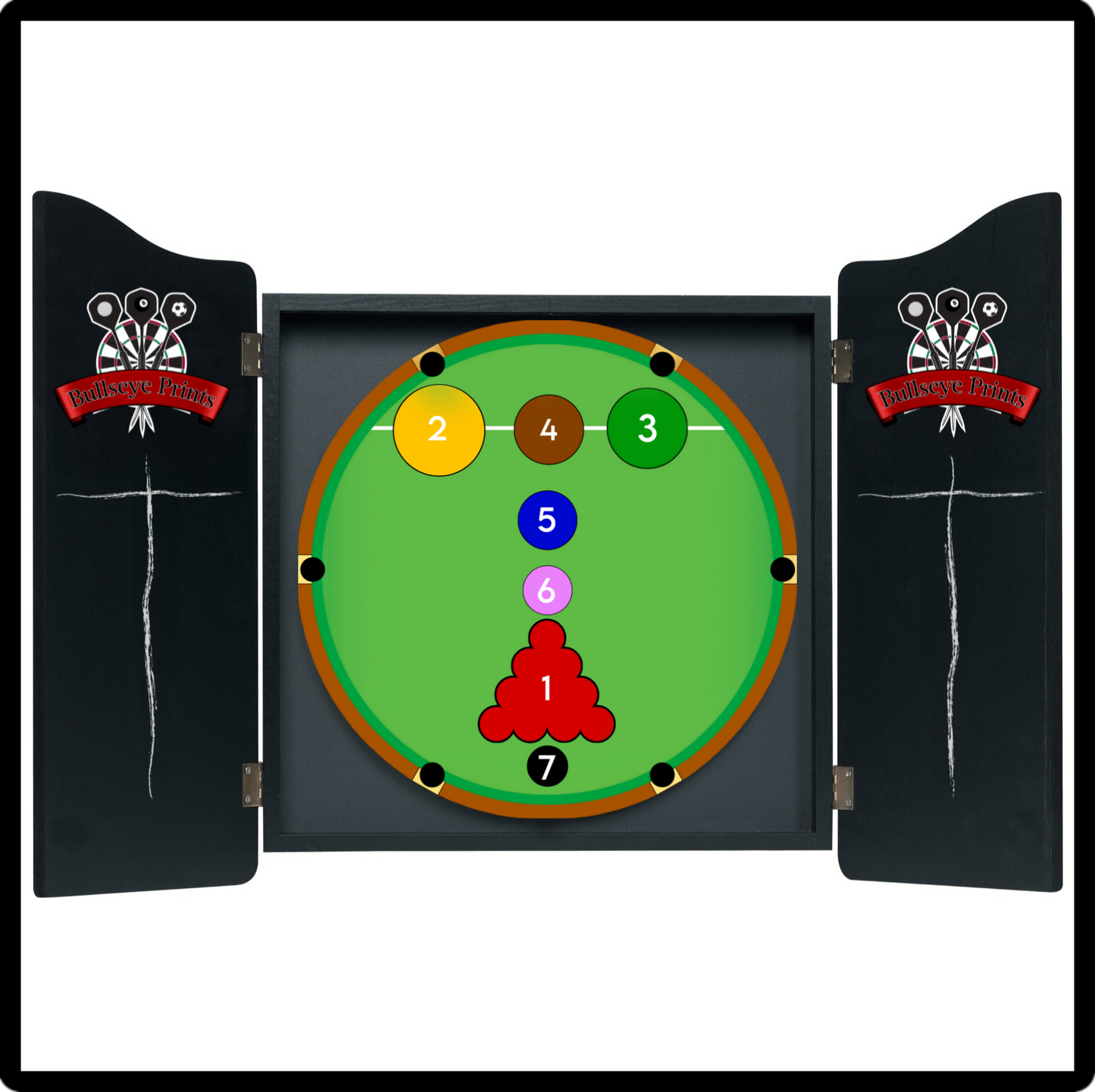 DART-SNOOKER Dartboard Card Overlay - 6 Snooker Prints Included